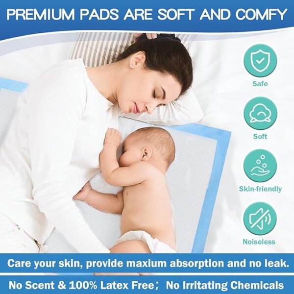 50 Count 22 X 23 in Disposable Bed Pads, Super Absorbent Adults Incontinence Pads, Thicken Chuck Underpads