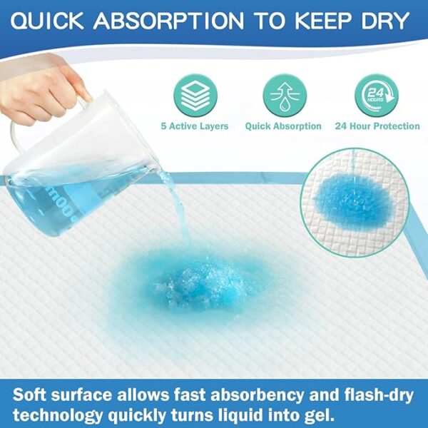 50 Count 22 X 23 in Disposable Bed Pads, Super Absorbent Adults Incontinence Pads, Thicken Chuck Underpads